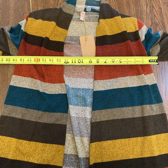 Jardin By Macris Women’s Medium Cardigan Open Front Striped NWT - Picture 8 of 11